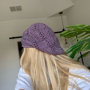 Purple knit hat from Haley lu from 5 feet apart